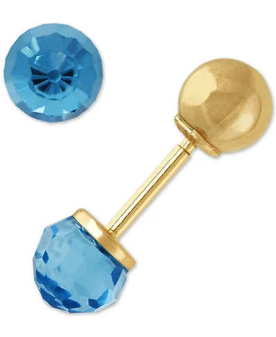 Children's Crystal Ball Stud Earrings 14k Gold