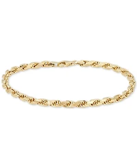 Italian Gold Diamond Cut Rope Chain Bracelet (4mm) in 14k Gold, Made in Italy