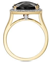 Faceted Onyx (4-1/2 ct. t.w.) and Diamond (1/5 ct. t.w.) Ring in 14k Gold