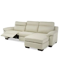 Closeout! Julius Ii 3-Pc. Leather Sectional Sofa With 1 Power Recliner, Power Headrests, Chaise And Usb Power Outlet
