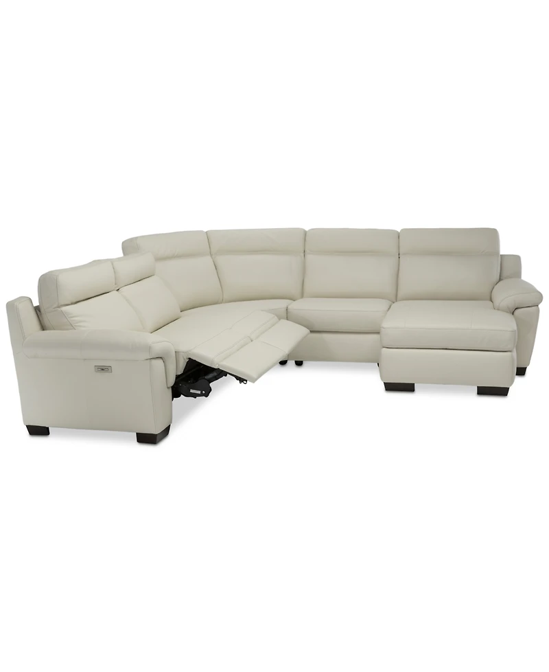 Closeout! Julius Ii 5-Pc. Leather Chaise Sectional Sofa With 2 Power Recliners, Power Headrests & Usb Power Outlet, Created for Macy's
