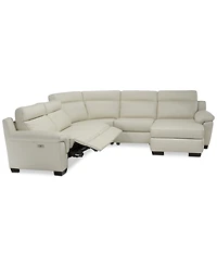 Closeout! Julius Ii 5-Pc. Leather Chaise Sectional Sofa With 2 Power Recliners, Power Headrests & Usb Power Outlet, Created for Macy's