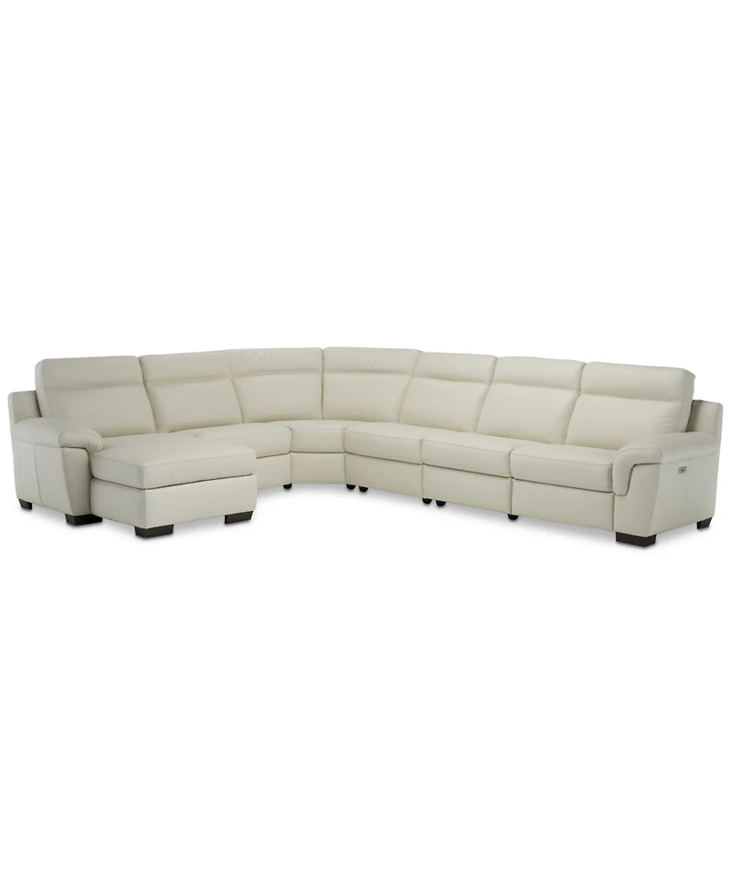 Closeout! Julius Ii -Pc. Leather Chaise Sectional Sofa With 1 Power Recliner, Power Headrest & Usb Power Outlet