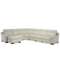 Closeout! Julius Ii -Pc. Leather Chaise Sectional Sofa With 1 Power Recliner, Power Headrest & Usb Power Outlet