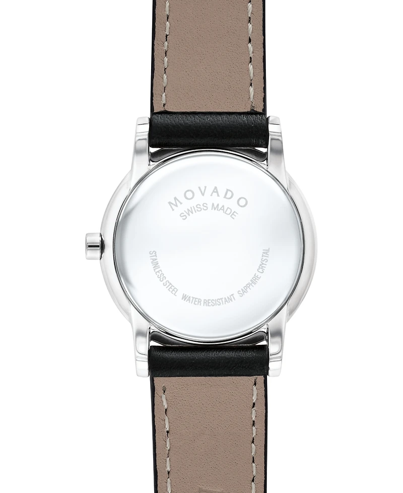 Movado Women's Swiss Museum Classic Black Leather Strap Watch 28mm
