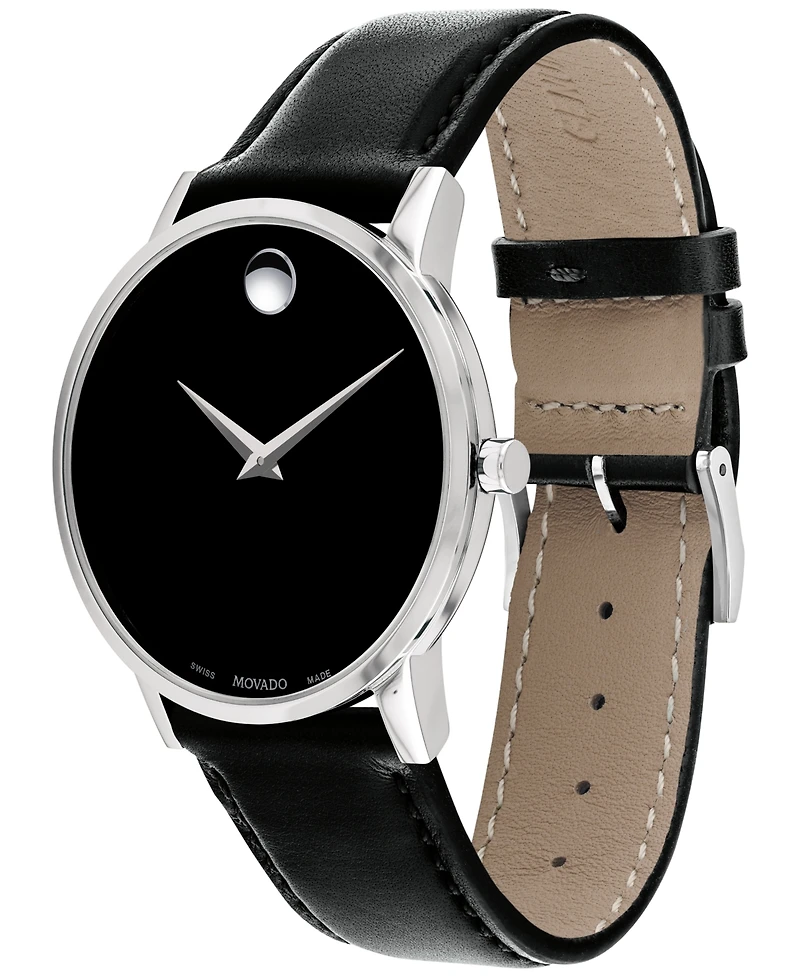 Movado Men's Swiss Museum Classic Black Leather Strap Watch 40mm
