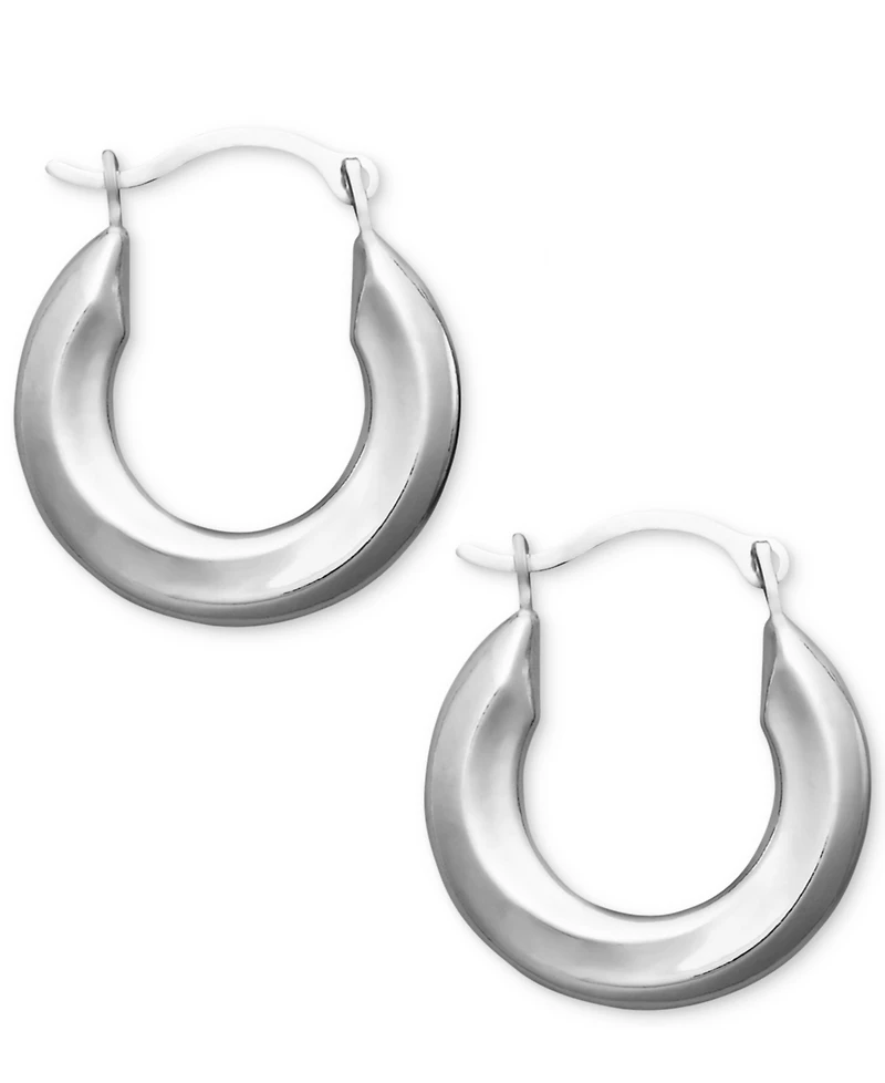 Small Polished Tube Hoop Earrings 10k Gold and White