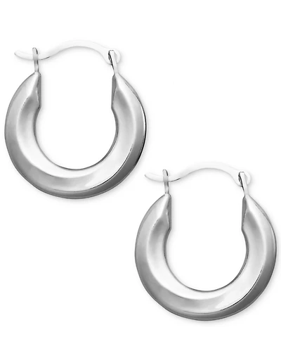 Small Polished Tube Hoop Earrings 10k Gold and White