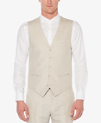 Perry Ellis Men's Linen Herringbone Vest