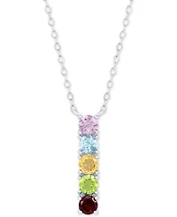 Multi-Gemstone Linear 18" Pendant Necklace (1-1/4 ct. t.w.) in Sterling Silver