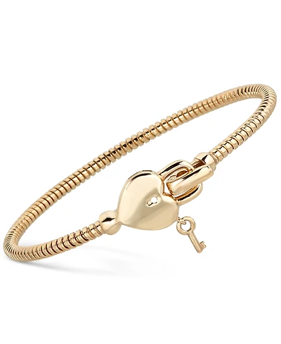 Heart & Key Tubogas Bangle Bracelet in 14k Gold-Plated Sterling Silver