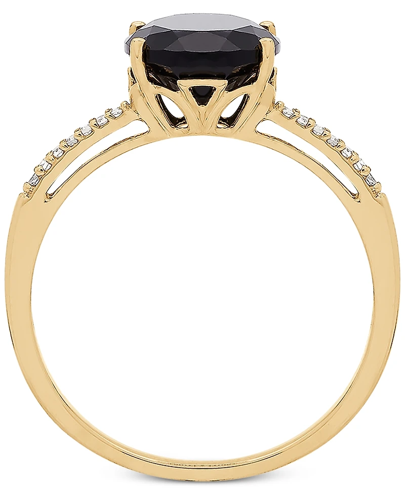 Onyx (10 x 8mm) & Diamond Accent Ring in 14k Gold