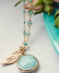 lonna & lilly Gold-Tone Stone & Evil Eye Charm Pendant Necklace, 32" + 3" extender