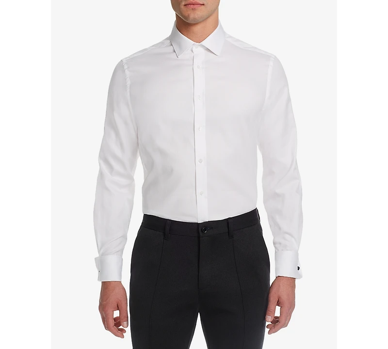Michelsons of London Men's Slim-Fit Solid French Cuff Tuxedo Shirt