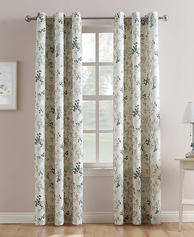 Mabel Floral Print Semi-Sheer Grommet Curtain Panel