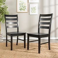 Wood Ladder Back Dining Chair, Set of 2 - Black