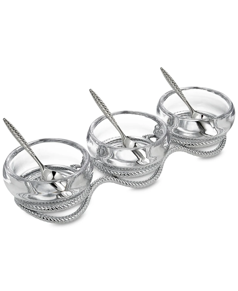 Nambe Braid Triple Condiment Set with Spoons