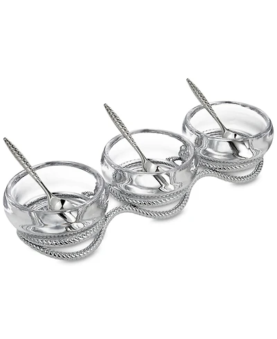 Nambe Braid Triple Condiment Set with Spoons