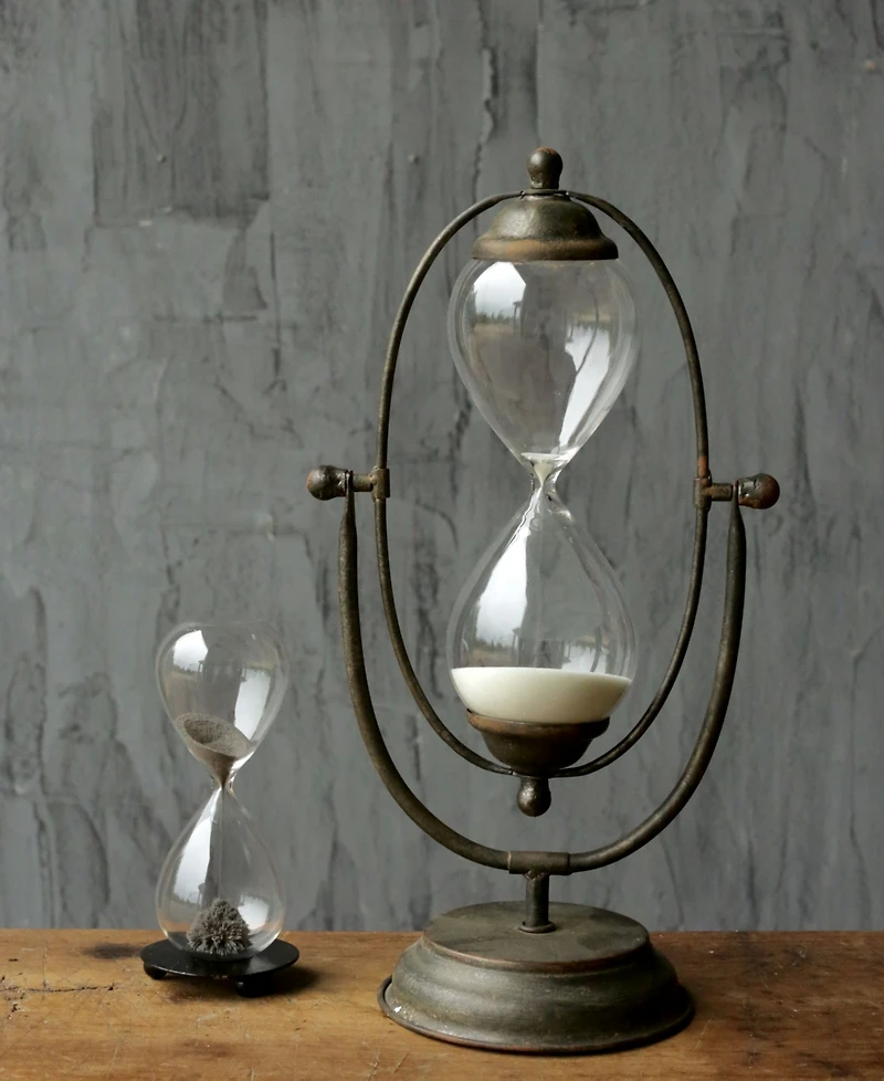 Decorative Metal & Glass Hourglass