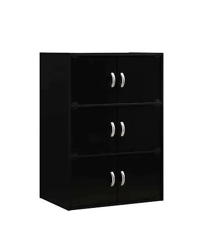 Hodedah HID33 Home 6-Door 3-Shelves Bookcase Enclosed Storage Cabinet