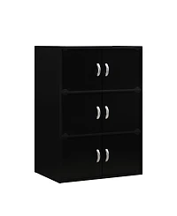 Hodedah HID33 Home 6-Door 3-Shelves Bookcase Enclosed Storage Cabinet