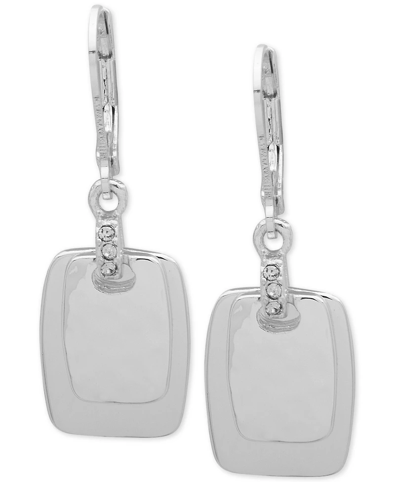 Nine West Crystal Accented Square Drop Earrings