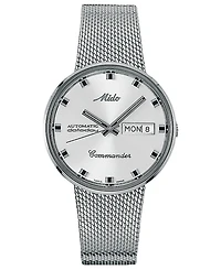 Mido Men's Swiss Automatic Commander Stainless Steel Mesh Bracelet Watch 37mm