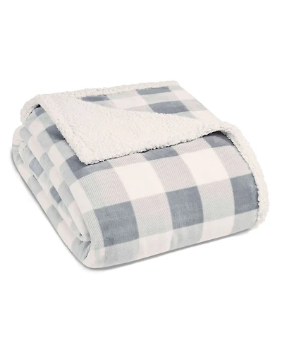 Eddie Bauer Mountain Plaid Ultra Soft Plush Fleece Reversible Blanket, Full/Queen