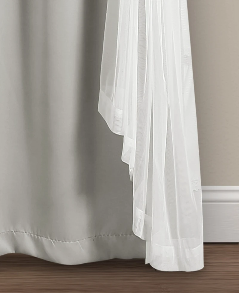 Solid and Sheer Layered 38" x 84" Blackout Curtain Set
