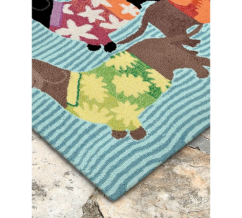 Liora Manne Front Porch Indoor/Outdoor Tropical Hounds Multi 2'6" x 4' Area Rug