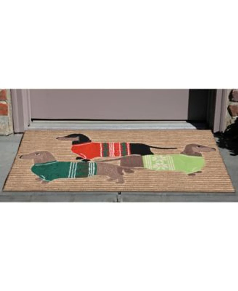 Liora Manne Front Porch Indoor Outdoor Holiday Hounds Neutral Area Rugs