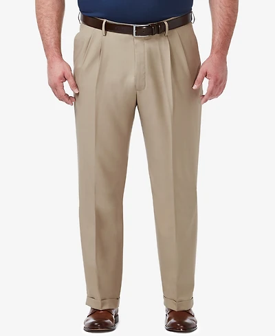 Haggar Men's Big & Tall Premium Comfort Stretch Classic-Fit Solid Pleated Dress Pants