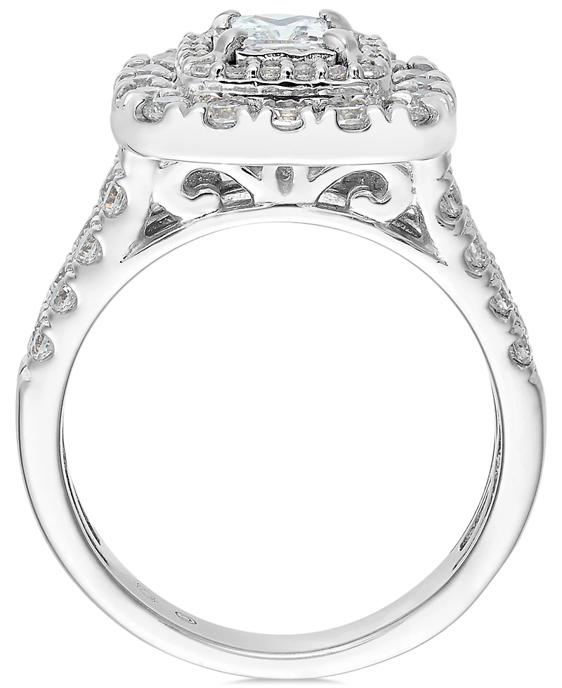 Macy's Diamond Princess Halo Bridal Set Ring (1-1/2 ct. t.w.) in 14k White Gold