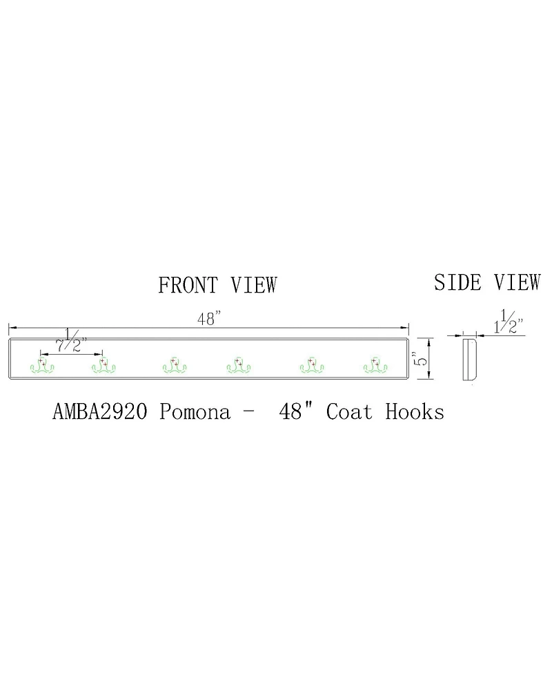 Pomona 48" Metal and Wood Wall Coat Hook
