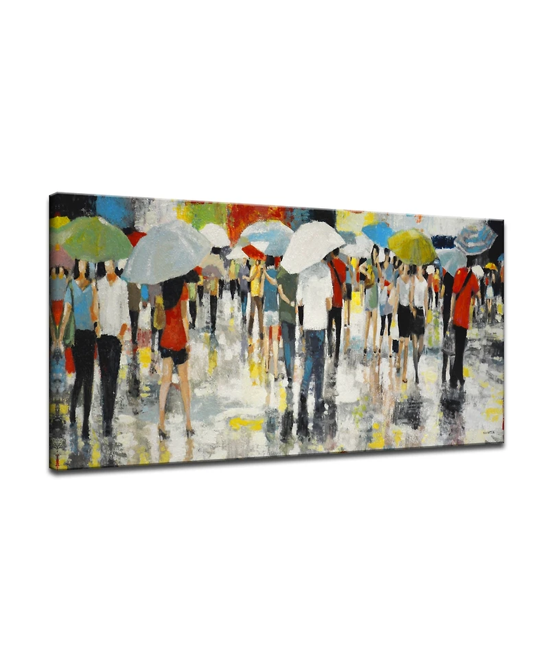 Ready2HangArt, 'Crowded Umbrellas' Abstract Canvas Wall Art, 18x36"