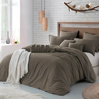 Cathay Home Inc. Microfiber Washed Crinkle Duvet Cover Set, Full/Queen