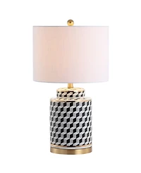 Jonathan Y Ellie 24.5" Tumbling Block Ceramic,Metal Led Table Lamp
