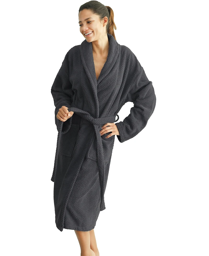 Linum Home Unisex Herringbone Weave Bath Robe