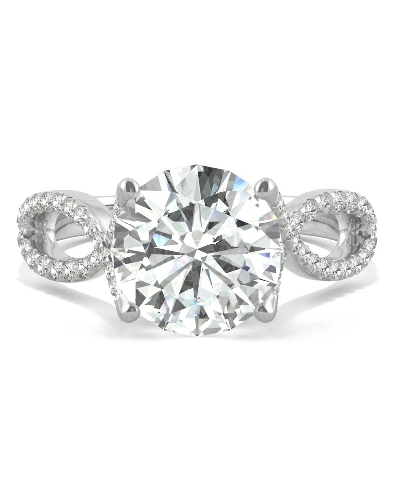 Moissanite Round Twisted Shank Ring (2-9/10 ct. tw. Diamond Equivalent) 14k White Gold