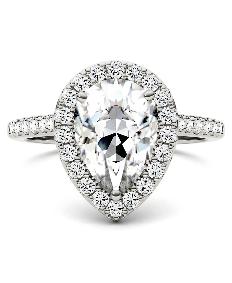Moissanite Pear Halo Ring (2-5/8 ct. tw. Diamond Equivalent) in 14k White Gold