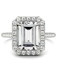 Moissanite Emerald Halo Ring (4 ct. tw. Diamond Equivalent) 14k White Gold