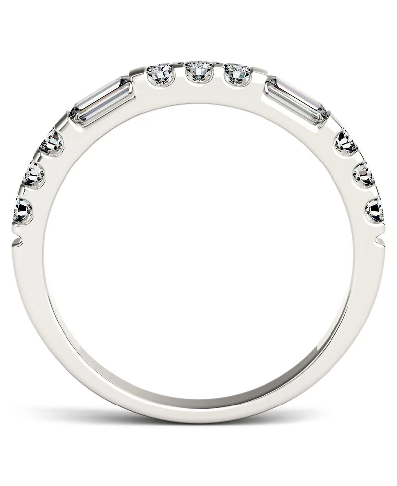 Moissanite Round and Baguette Stackable Ring (1/2 ct. tw. Diamond Equivalent) 14k White Gold