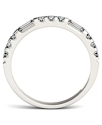 Moissanite Round and Baguette Stackable Ring (1/2 ct. tw. Diamond Equivalent) 14k White Gold