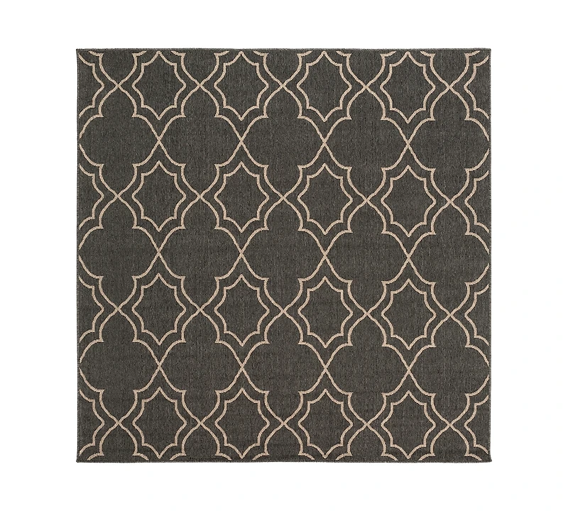Livabliss Alfresco Alf-9590 Black 7'3" Square Area Rug, Indoor/Outdoor