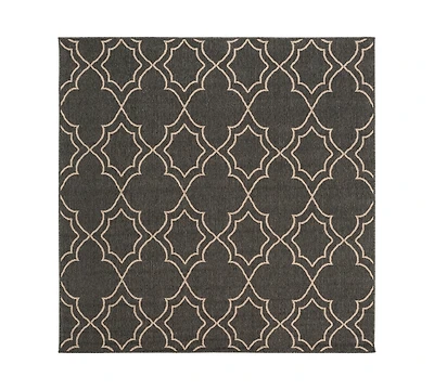 Livabliss Alfresco Alf-9590 Black 7'3" Square Area Rug, Indoor/Outdoor