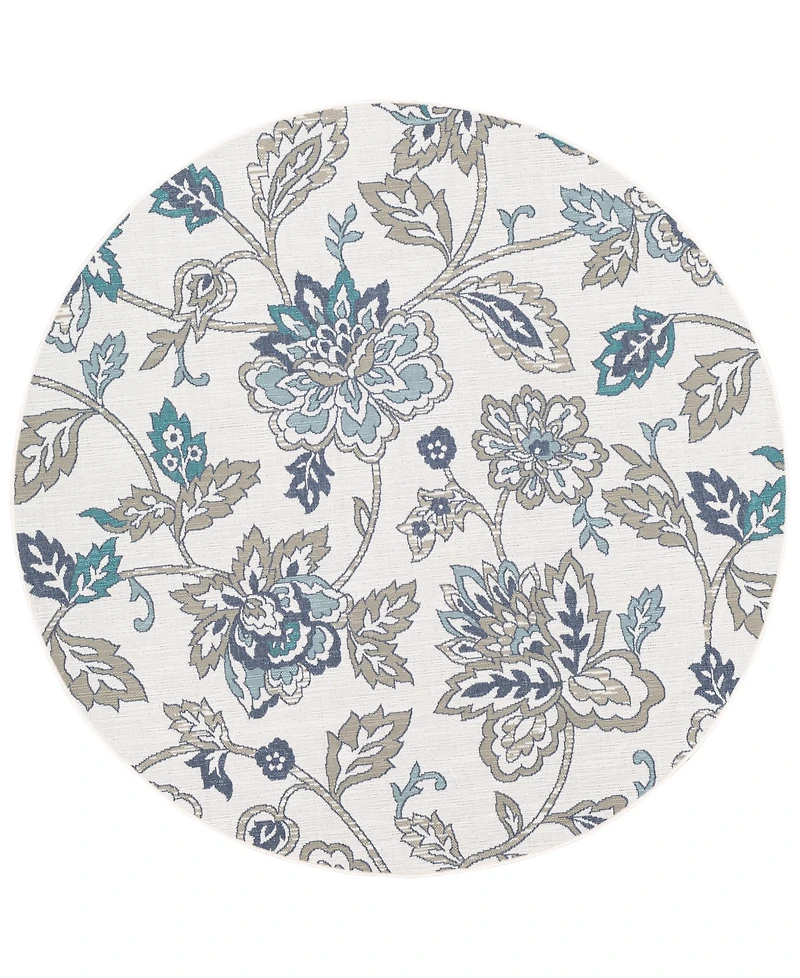 Livabliss Alfresco Alf-9674 Aqua 8'9" Round Area Rug, Indoor/Outdoor