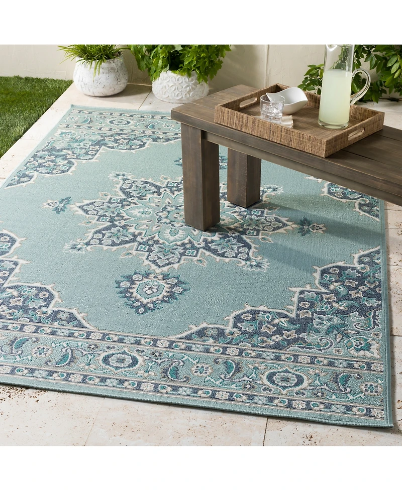 Closeout! Livabliss Alfresco Alf-9687 Aqua 3' x 5'6" Area Rug, Indoor/Outdoor