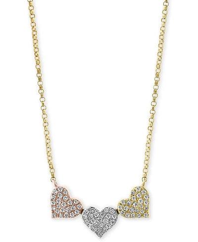Effy Diamond Pave Triple Heart Pendant Necklace (1/4 ct. t.w.) in 14k Gold, White Gold & Rose Gold or 14k White Gold