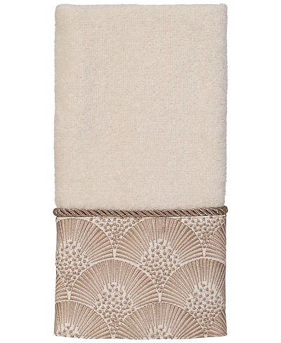 Avanti Deco Shells Bordered Cotton Fingertip Towel, 11" x 18"