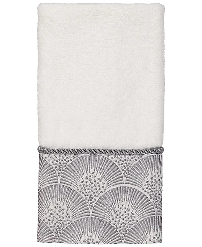 Avanti Deco Shells Bordered Cotton Fingertip Towel, 11" x 18"